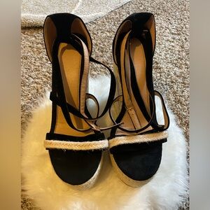 Women’s Black Espadrille Wedge Sandals-size 39/6-6.5 US